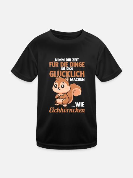 Eichhörnchen - Kinder Funktions-T-Shirt - Schwarz