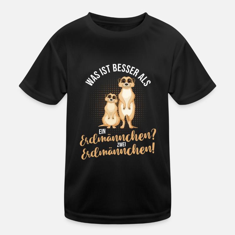 Erdmännchen - Kinder Funktions-T-Shirt - Schwarz