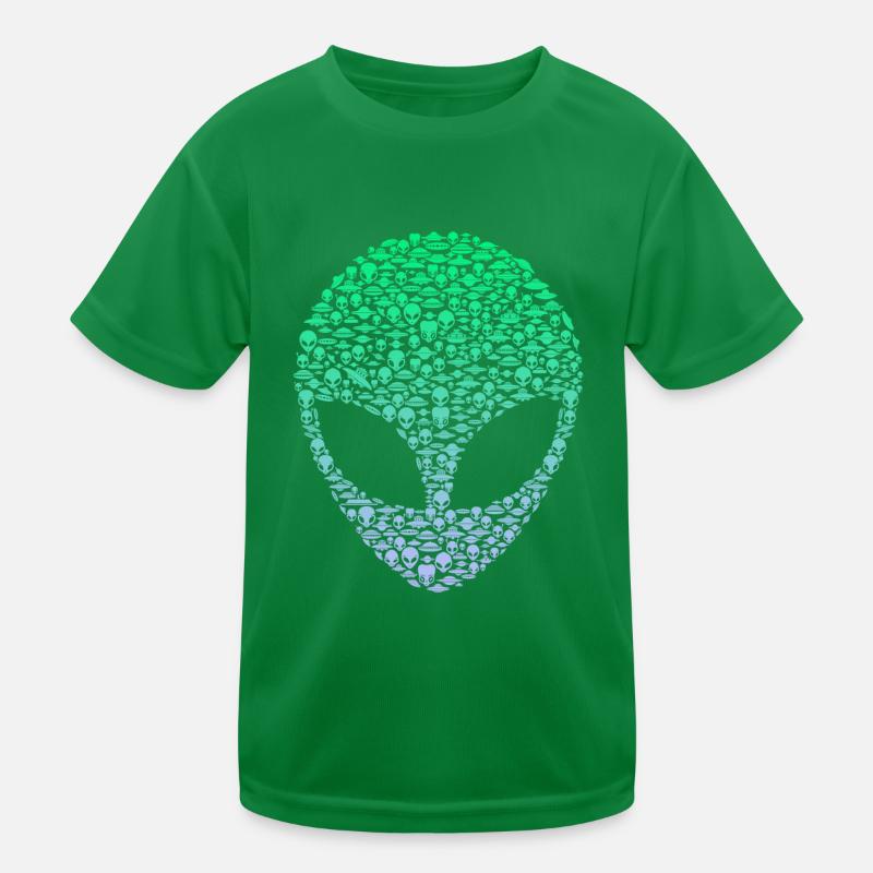 Außerirdischer Mars-UFO-Alien-Kopf Kinder Funktions-T-Shirt