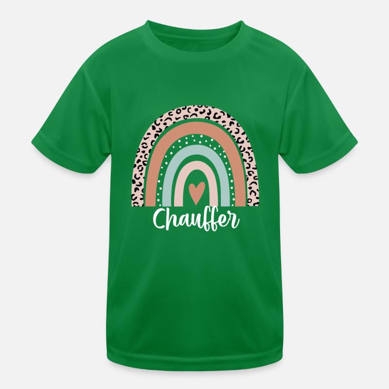 Chauffer Rainbow Leopard Funny Chauffer Kids Functional T-Shirt