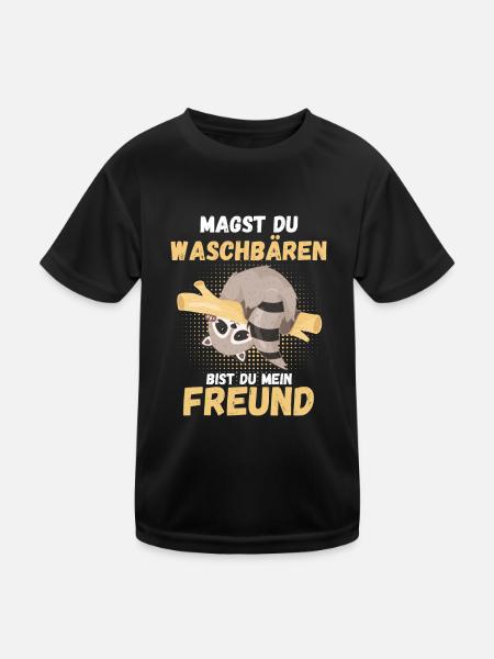 Waschbär - Kinder Funktions-T-Shirt - Schwarz