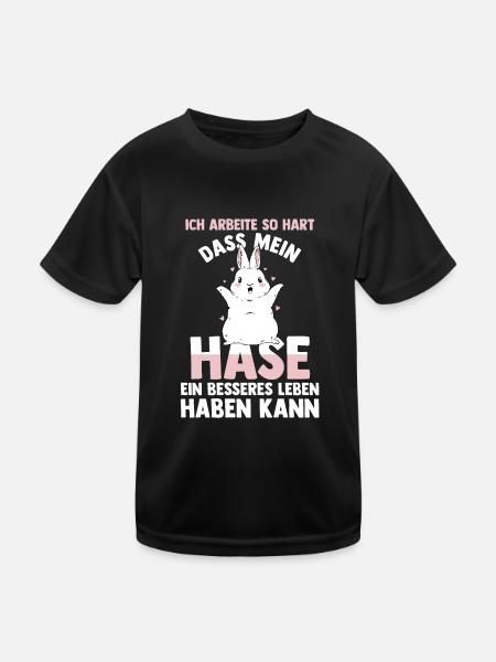 Einhorn Kaninchen Hase - Kinder Funktions-T-Shirt - Schwarz - Vorne