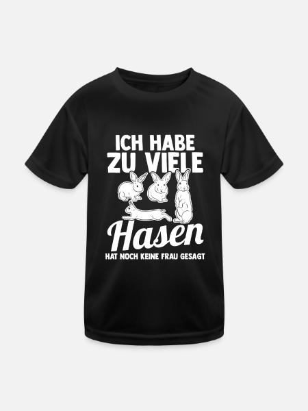 Kaninchen Hase - Kinder Funktions-T-Shirt - Schwarz - Vorne