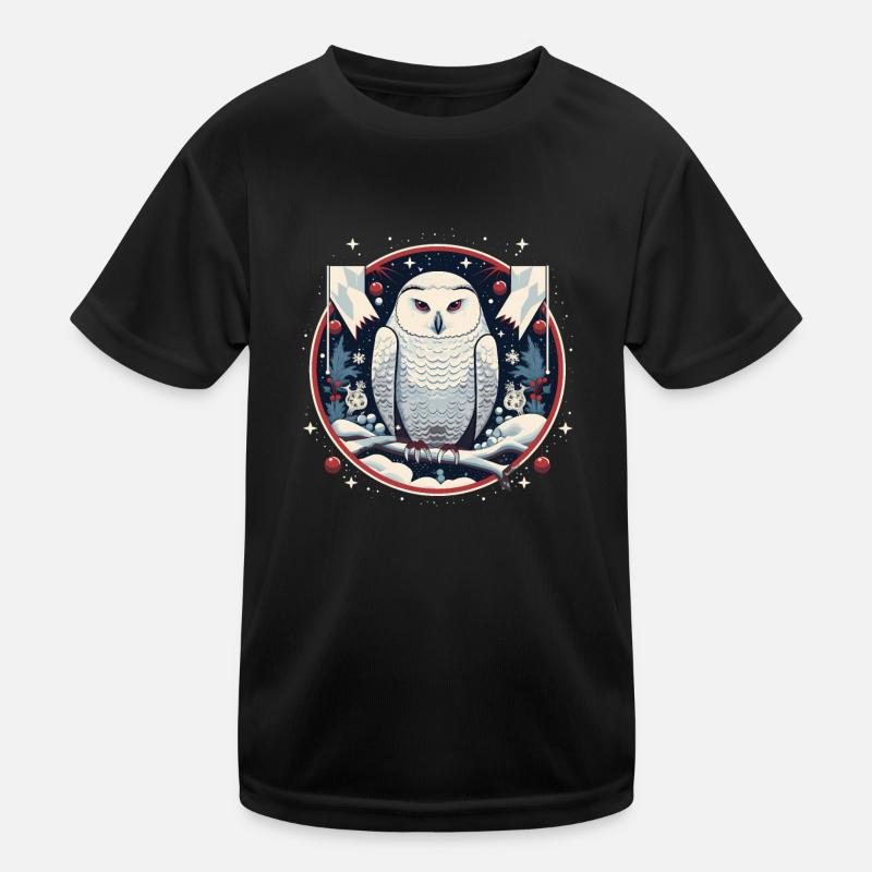 Schneeeule mit Weihnachtsornament Kinder Funktions-T-Shirt