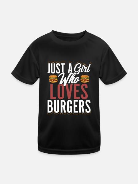 Juste Une Fille Qui Aime Les Burgers Hamburger Nourriture Viande - T-shirt sport Enfant - noir - Devant
