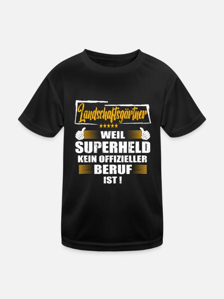 Landschaftsgärtner Superheld kein Beruf - Kinder Funktions-T-Shirt - Schwarz - Vorne