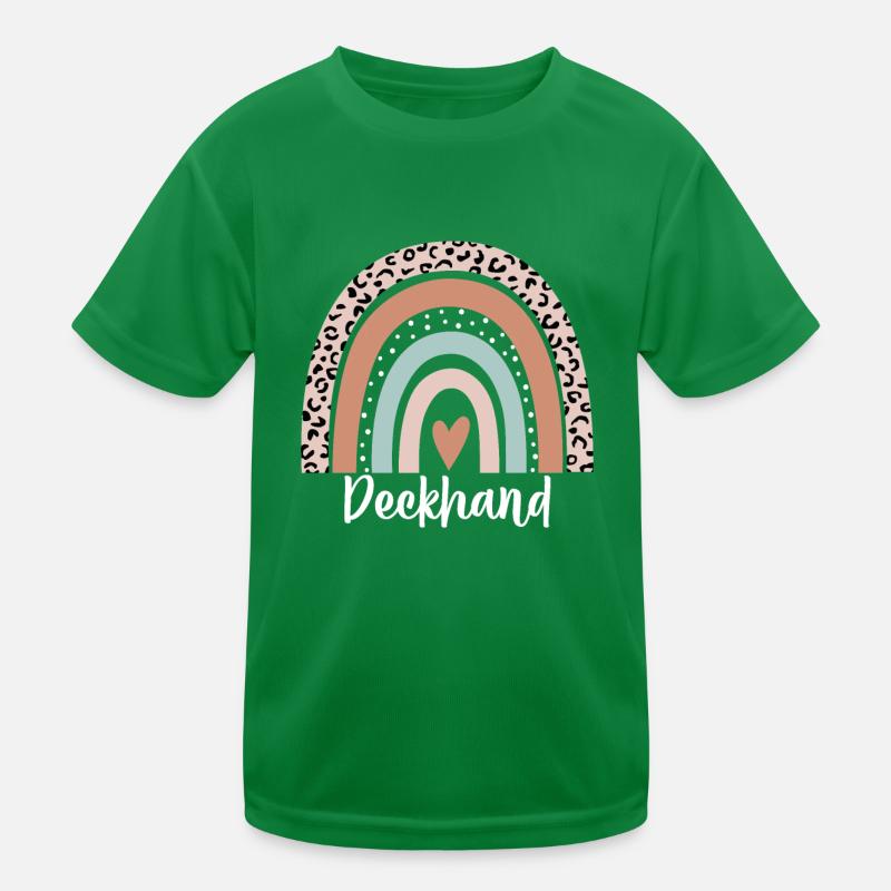 Deckhand Rainbow Leopard Funny Deckhand Kids Functional T-Shirt