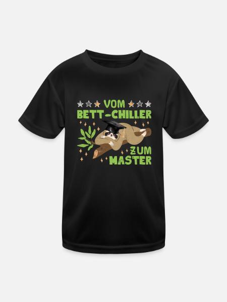 Masterarbeit Geschafft Vom Bett-Chiller zum Master - Kinder Funktions-T-Shirt - Schwarz - Vorne