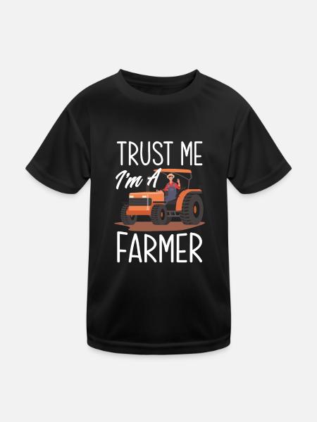 Lustiges Bauer Bauernhof Landwirt Geschenk - Kinder Funktions-T-Shirt - Schwarz - Vorne