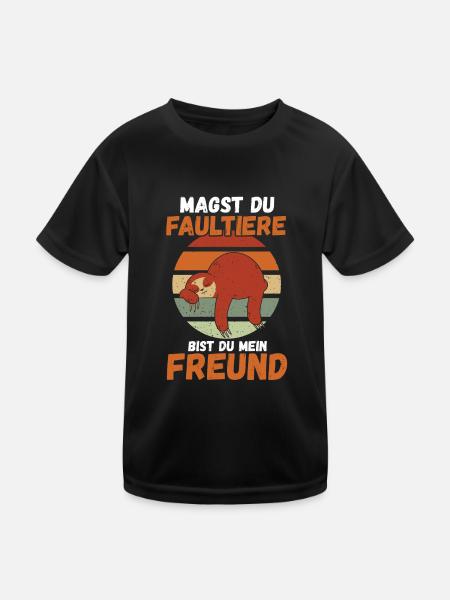 Faultier - Kinder Funktions-T-Shirt - Schwarz