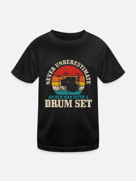 Drummer Drummer Gift Vintage - Kids Functional T-Shirt - black - Front