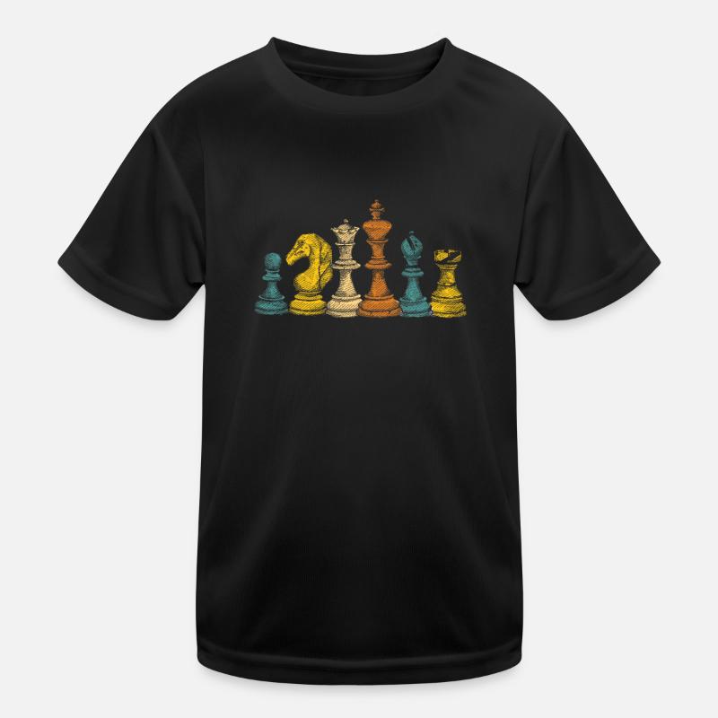 Chess Player Silhouette Retro Vintage Strategic Kids Functional T-Shirt
