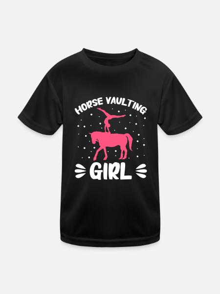 Voltige, Equitation, Dressage - T-shirt sport Enfant - noir - Devant