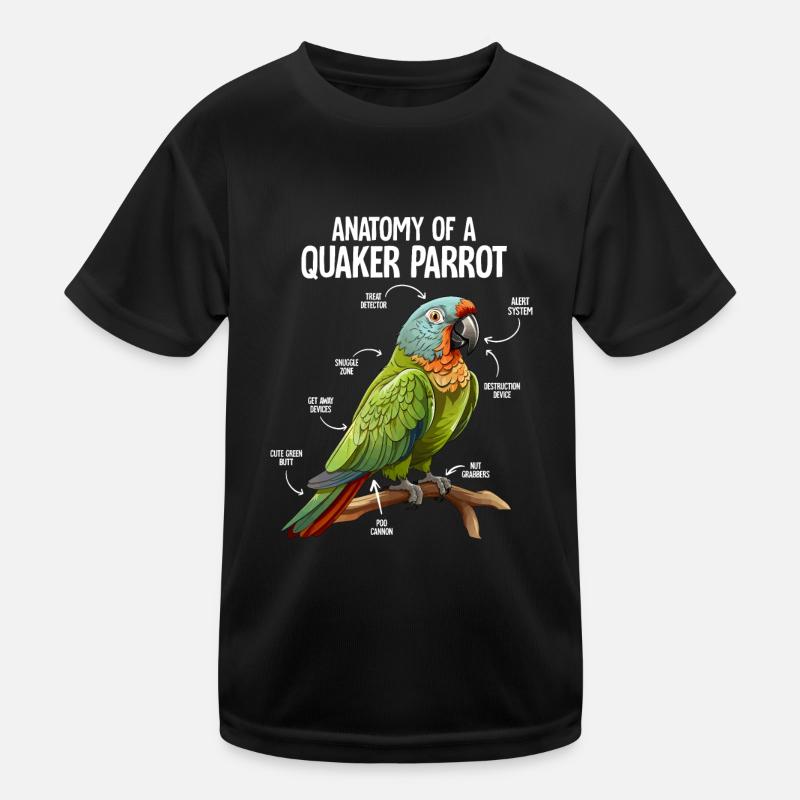 Quaker Perroquet Drôle Oiseaux Anatomie Oiseau Perroquet T-shirt sport Enfant