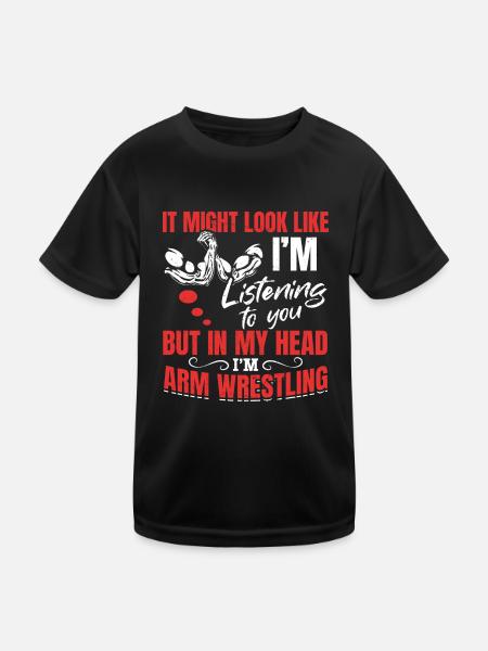 Funny Arm Wrestler Quotes - In My Head I'm Arm Wre - Kinder Funktions-T-Shirt - Schwarz - Vorne