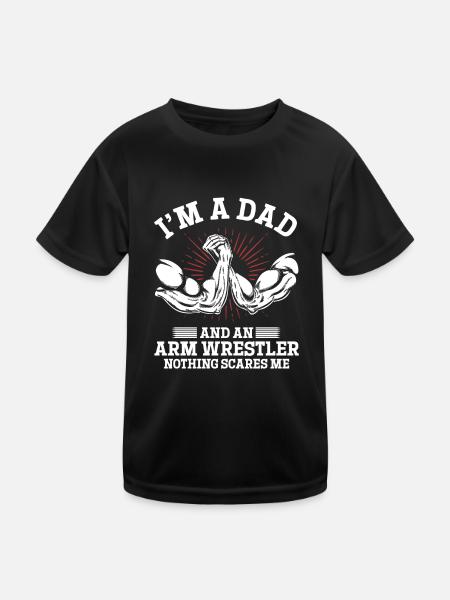 Je suis un papa et un lutteur de bras de fer Papa Bras de fer D - T-shirt sport Enfant - noir - Devant
