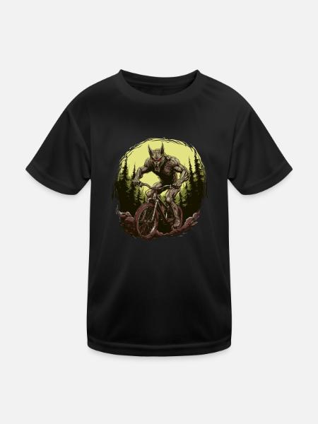 MTB Mountainbike Fahrrad BMX El-Chupacabra - Kinder Funktions-T-Shirt - Schwarz - Vorne