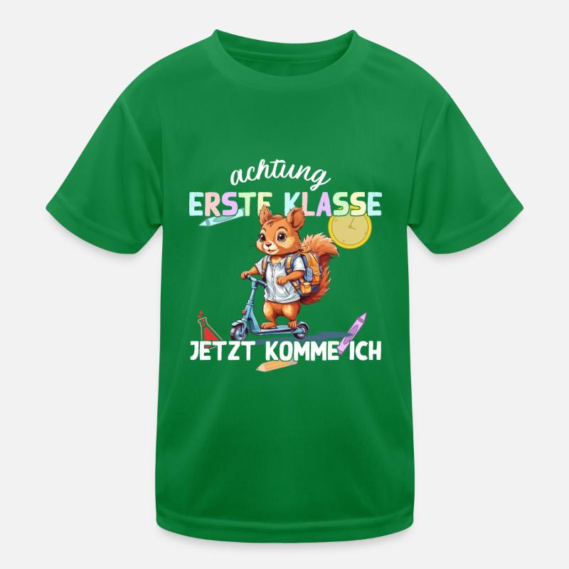 Eichhörnchen Schulstart Erste Klasse Roller Kinder Funktions-T-Shirt