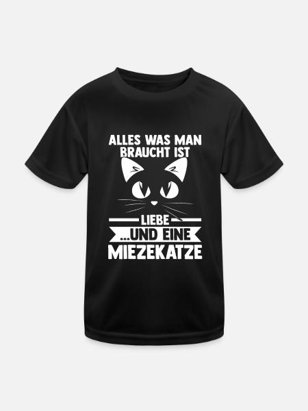 Katze Miezekatze Katzenliebhaber Katzenbesitzer Ka - Kinder Funktions-T-Shirt - Schwarz - Vorne