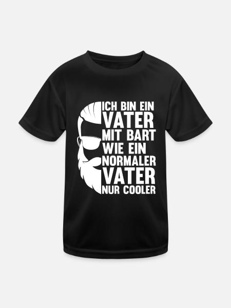 Papa Vater Bärtig Bartträger Schnurrbart Bart - Kinder Funktions-T-Shirt - Schwarz - Vorne