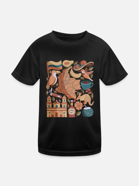 Kolumbien - Kinder Funktions-T-Shirt - Schwarz - Vorne