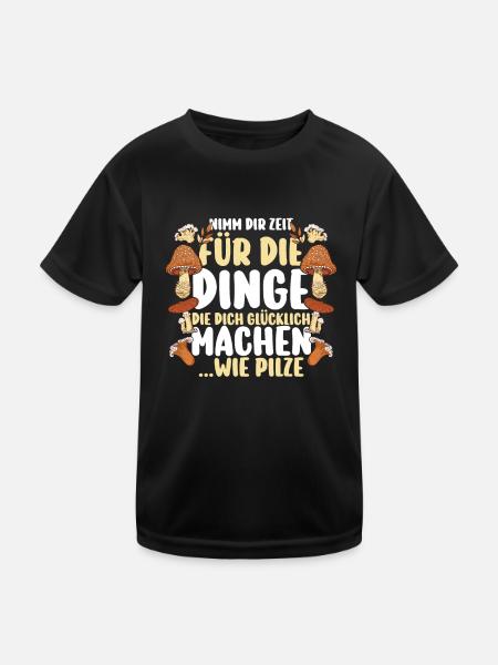 Pilz Pilze Pilzjäger Pilzsammler - Kinder Funktions-T-Shirt - Schwarz - Vorne