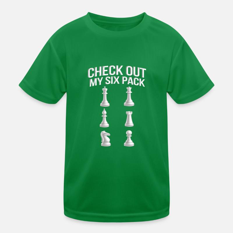Check Out My Six Pack Funny Chess Player Kinder Funktions-T-Shirt