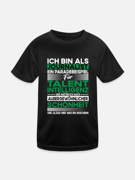 Journalist Bescheiden - Lustiger Spruch - Kinder Funktions-T-Shirt - Schwarz - Vorne