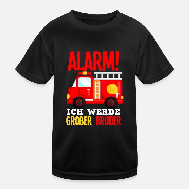 Alarm Ich Werde Großer Bruder Feuerwehr Sohn Kinder Funktions-T-Shirt
