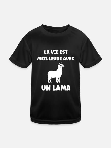Humour mignon petit lama - T-shirt sport Enfant - noir - Devant