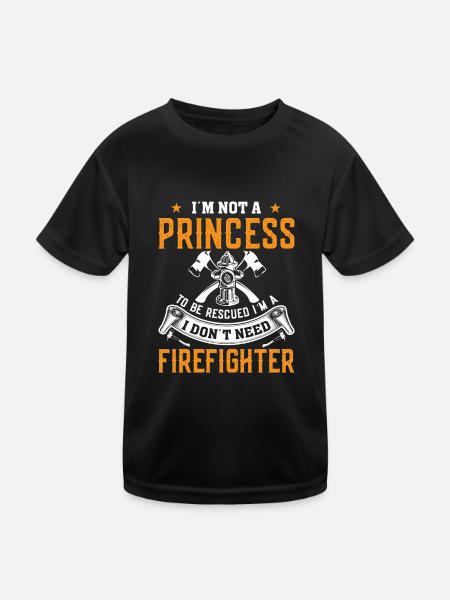 Ich Bin Keine Prinzessin Ich Muss Nicht Gerettet - Kinder Funktions-T-Shirt - Schwarz - Vorne