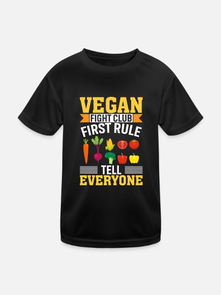 Première règle du Vegan Fight Club : Dites-le à tout le monde - T-shirt sport Enfant - noir - Devant