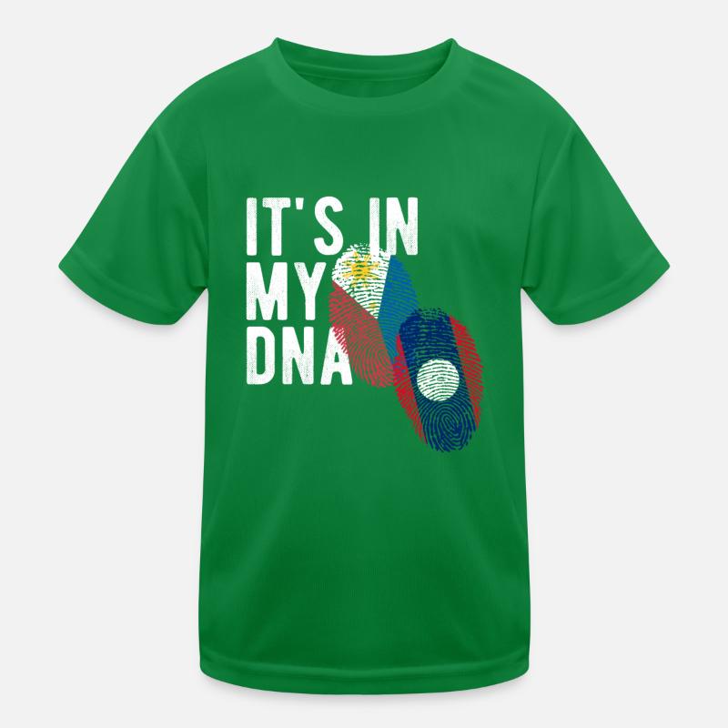 Lao-Filipino Blend DNA Heritage Flag Kids Functional T-Shirt