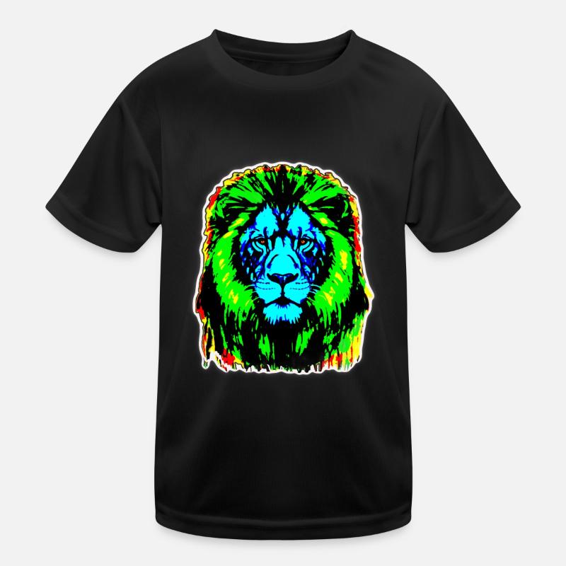 Löwe - farbenfroher Löwenkopf Kinder Funktions-T-Shirt