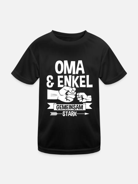 Oma Großmutter und Enkel - Kinder Funktions-T-Shirt - Schwarz - Vorne