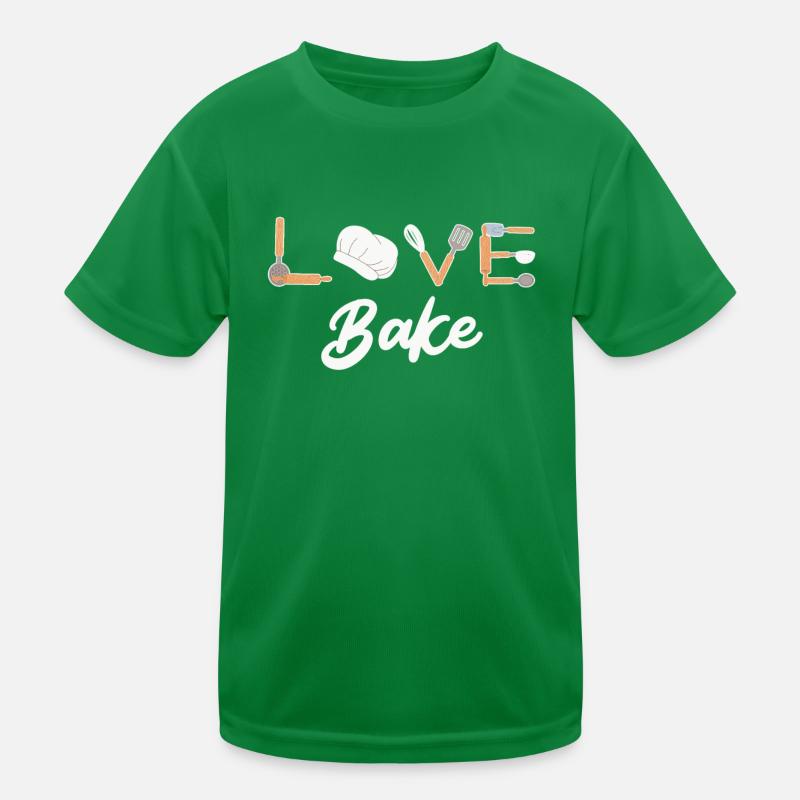 Love Bake Backliebe Backteig Backliebhaber Kinder Funktions-T-Shirt