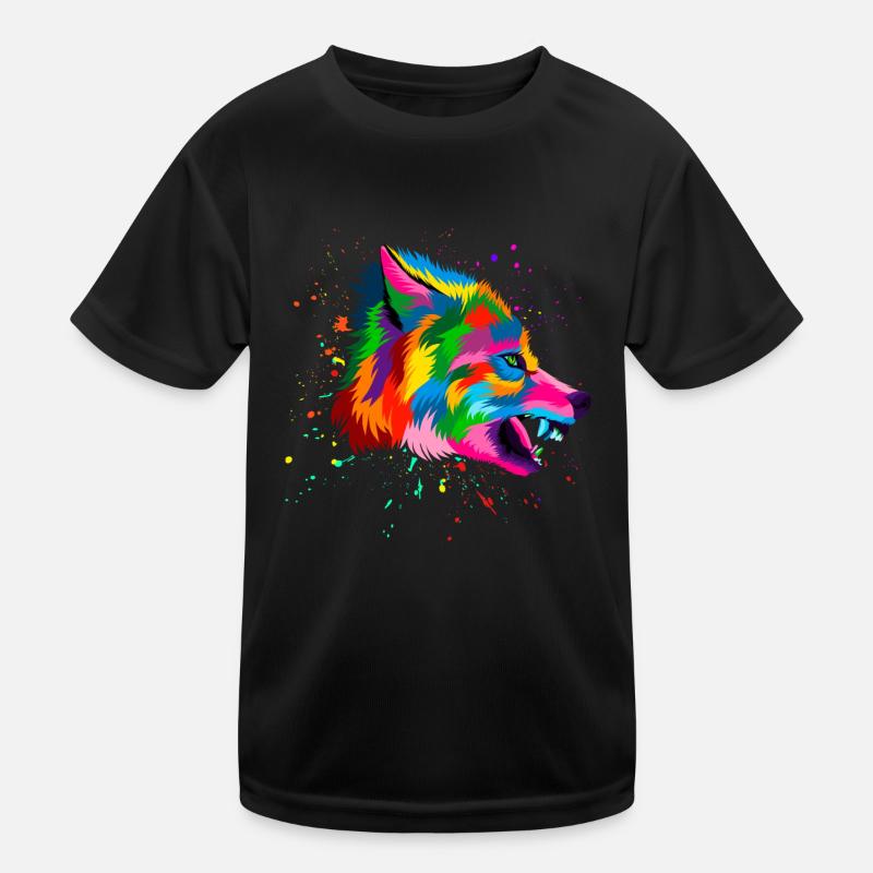 Wütender Wolfskopf Kinder Funktions-T-Shirt