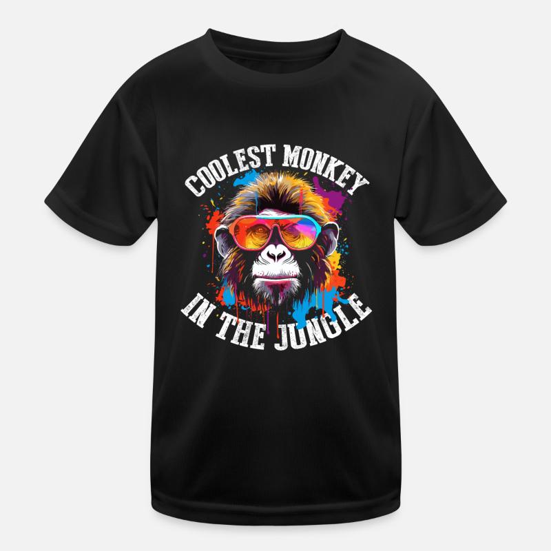 Der coolste Affe im Dschungel - Kinder Funktions-T-Shirt - Schwarz