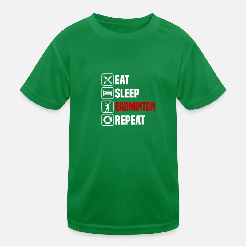 Eat, sleep, repeat badminton, Kids Functional T-Shirt