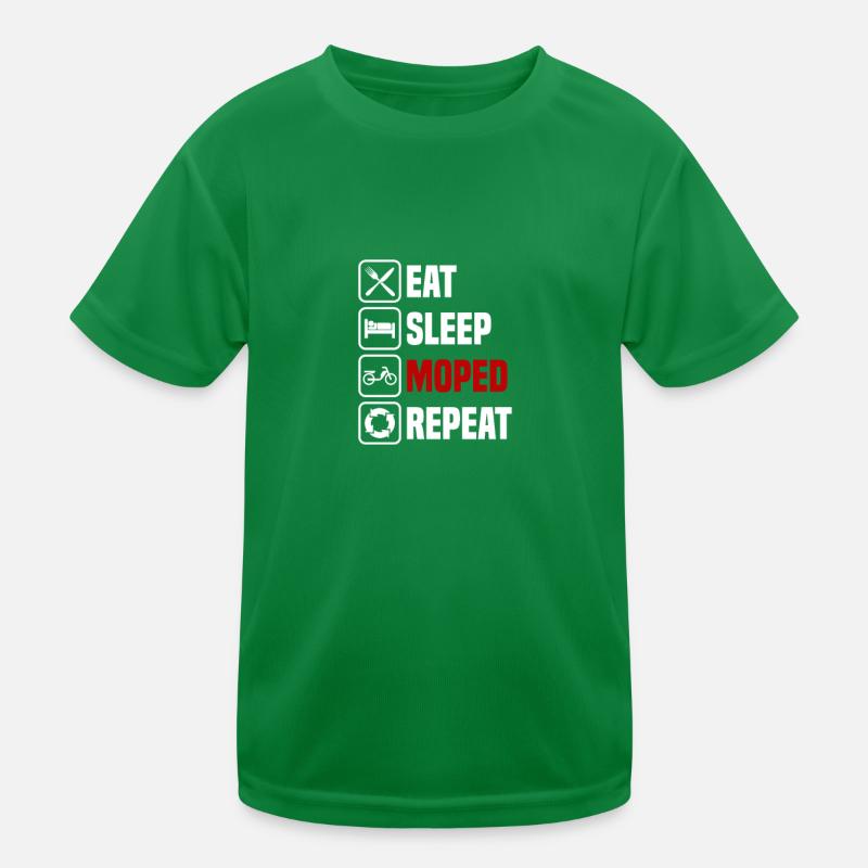 Eat sleep moped repeat Kids Functional T-Shirt