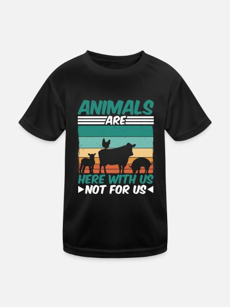 Animals Are Here With Us Not For Us - Kids Functional T-Shirt - black - Front
