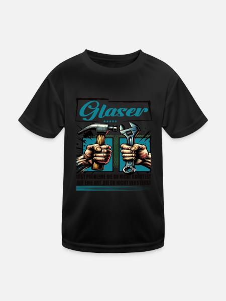Glaser Beruf mit lustigen Spruch - Kinder Funktions-T-Shirt - Schwarz - Vorne