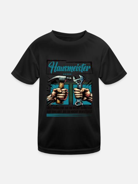 Hausmeister Beruf mit lustigen Spruch - Kinder Funktions-T-Shirt - Schwarz - Vorne