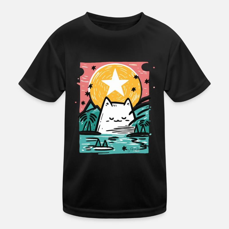 Sleeping cat in nature Kids Functional T-Shirt