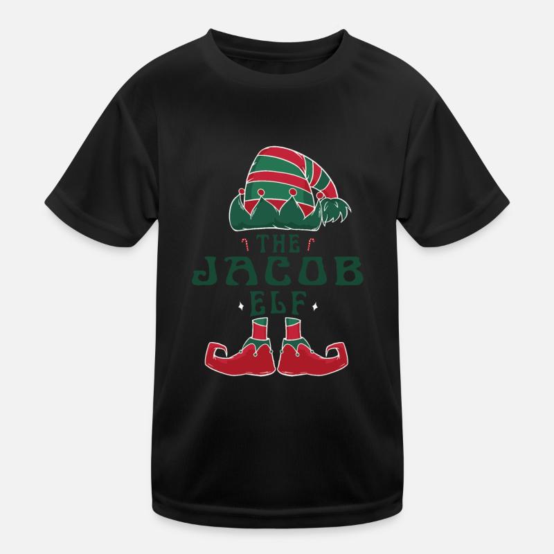 Jacob Elf Personalized Name Christmas Family Kids Functional T-Shirt