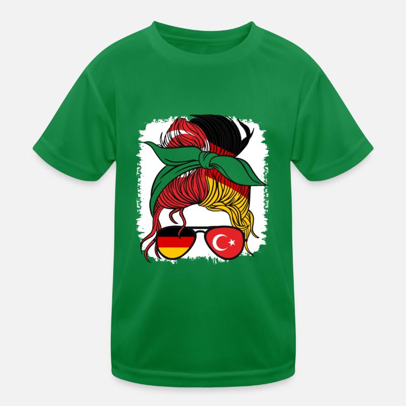 Half German Half Turkish Girl Germany Turkey Kids Functional T-Shirt