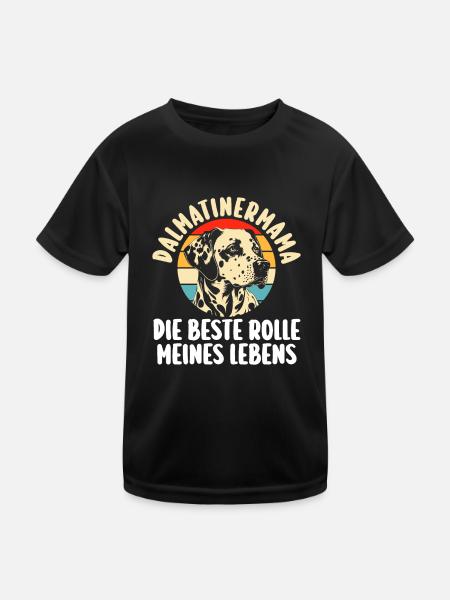 Mama Hundemama Hund Dalmatiner - Kinder Funktions-T-Shirt - Schwarz - Vorne