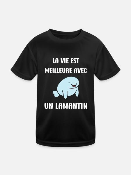 Drôle bébé minimaliste simple petit lamantin - T-shirt sport Enfant - noir - Devant