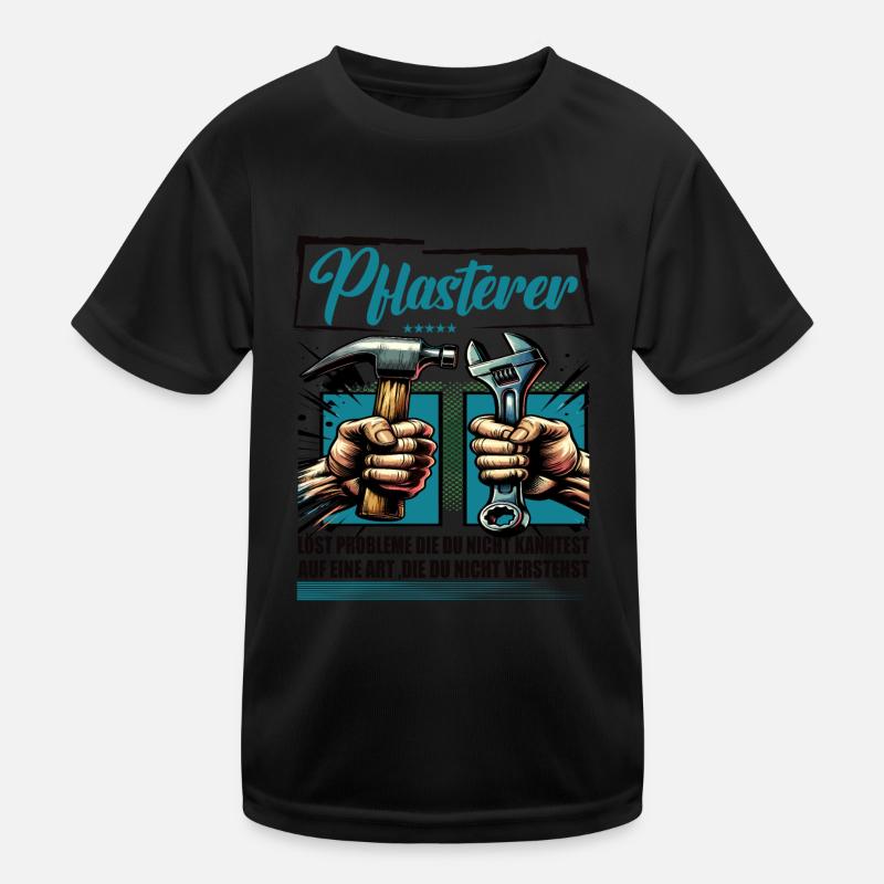 Pflasterer Beruf mit lustigen Spruch - Kinder Funktions-T-Shirt - Schwarz