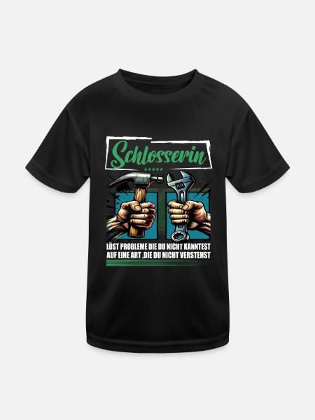 Schlosserin Beruf mit lustigen Spruch - Kinder Funktions-T-Shirt - Schwarz - Vorne